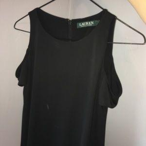 RALPH LAUREN Black no shoulder above-knee dress